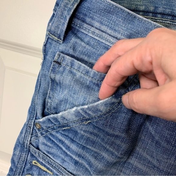 Jack Jones 1975 Men Jeans Sz 34 Blue Distressed Button Fly Street - Picture 8 of 15